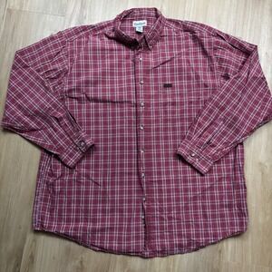 Carhartt Mens 2XL Tall Classic Plaid Red Long Sleeve Button Up Shirt S104VRD